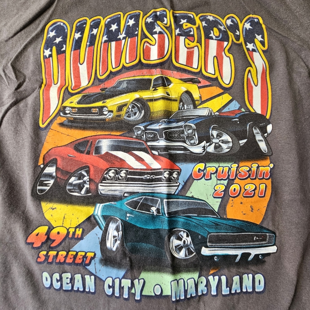 2021 Cruisin Dumse'r 49th Street Car Show T-shirt Men's SZ XL Gray Ocean City MD